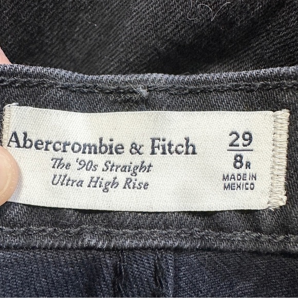 Abercrombie & Fitch Women’s The 90s Straight Ultra High Rise Jean in Black 29/8R - Picture 9 of 14